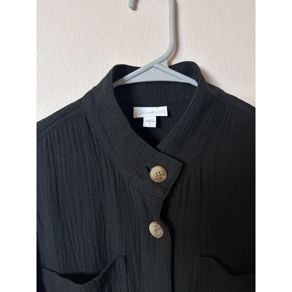J Jill black 100% cotton womens jacket size small brown button down long sleeve - Picture 2 of 6